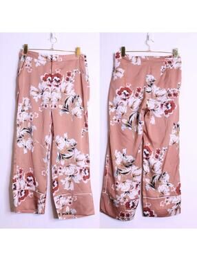 Zara Peach Floral Wide Leg Crop Pants - Small